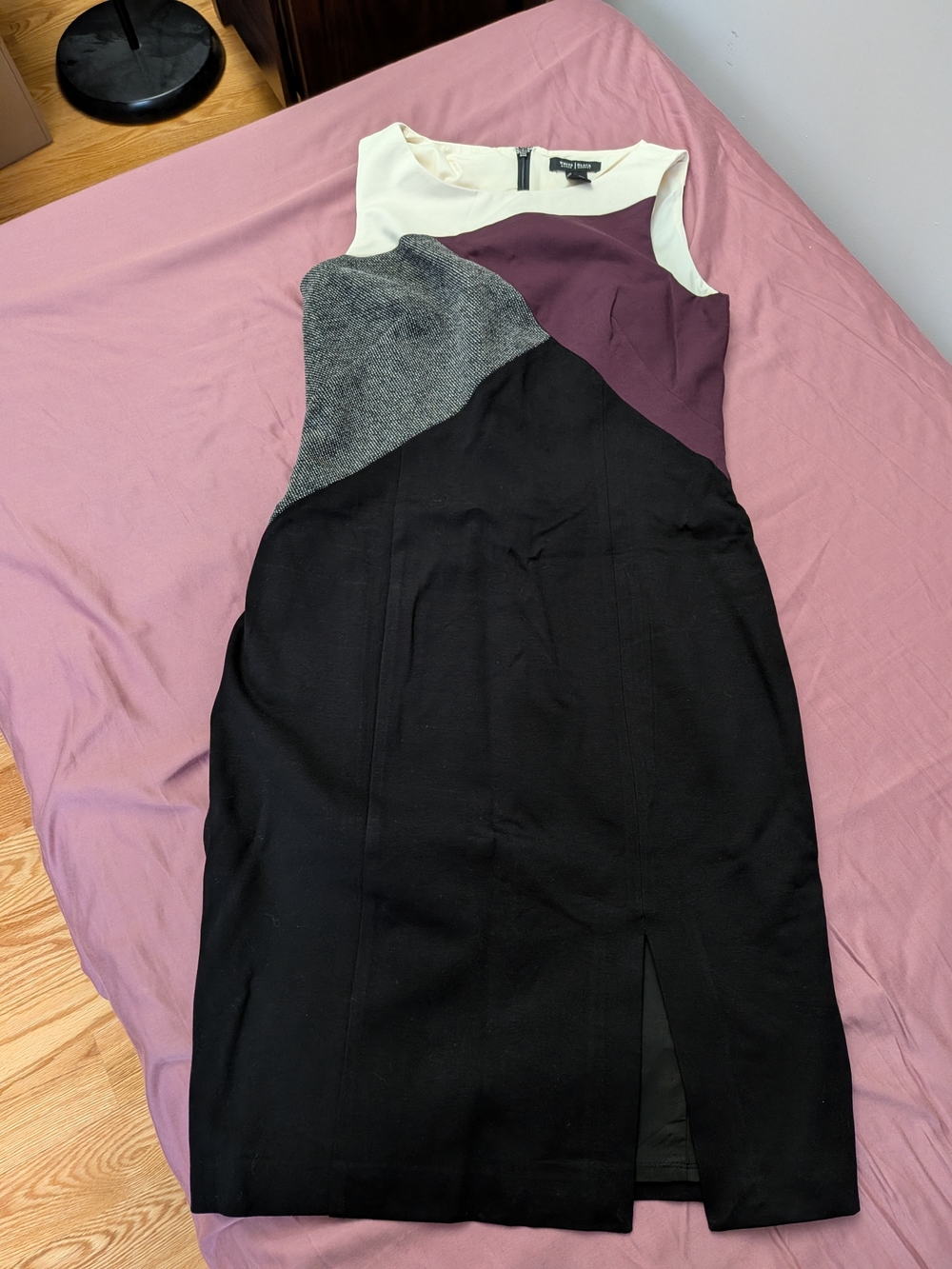 White House Black Market Colorblock Sheath Dress - Black, Plum & Cream
